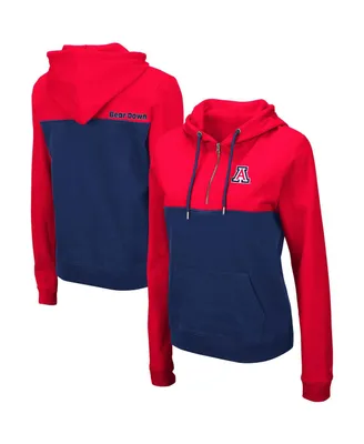 Women's Colosseum Red, Navy Arizona Wildcats Aidan Lightweight Quarter-Zip Hoodie