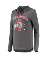 Women's Colosseum Heather Charcoal Ohio State Buckeyes My Lover Lightweight Hooded Long Sleeve T-shirt