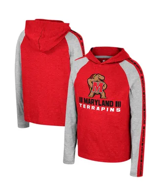 Big Boys Colosseum Red Maryland Terrapins Ned Raglan Long Sleeve Hooded T-shirt