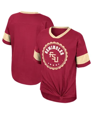 Big Girls Colosseum Garnet Florida State Seminoles Tomika Tie-Front V-Neck T-shirt