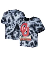 Women's ZooZatz Black Oklahoma Sooners Cloud-Dye Cropped T-shirt