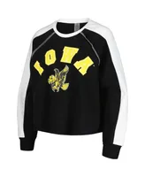 Women's Gameday Couture Black Iowa Hawkeyes Blindside Raglan Cropped Pullover Sweatshirt