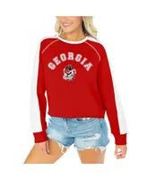 Women's Gameday Couture Red Georgia Bulldogs Blindside Raglan Cropped Pullover Sweatshirt