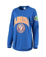 Women's Pressbox Royal Florida Gators Gator Head Edith Long Sleeve T-shirt