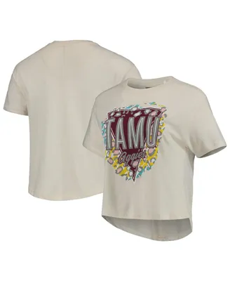 Women's Pressbox Cream Texas A&M Aggies Taylor Animal Print Cropped T-shirt