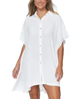 Raisins Juniors' Vacay Button-Front Side-Slit Cover-Up