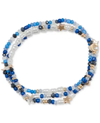 Lucky Brand Two-Tone 3-Pc. Set Star & Mixed Bead Stretch Bracelets