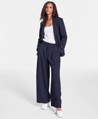 Bar Iii Womens Pinstriped Blazer Tank Top Pants Created For Macys