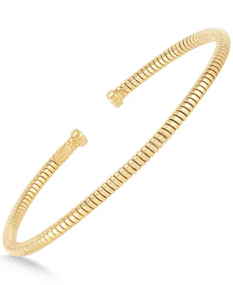 Italian Gold Polished Coil Tubogas Cuff Bangle Bracelet in 14k Gold