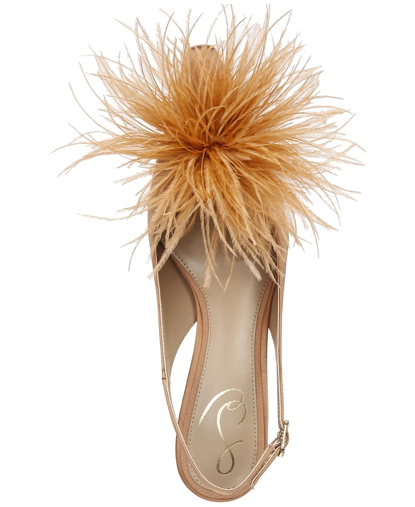 Sam Edelman Women's Bianka Feather Slingback Kitten-Heel Pumps