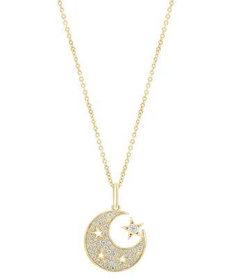 Effy Diamond Moon & Stars 18" Pendant Necklace (1/3 ct. t.w.) in 14k Rose Gold