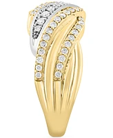 Effy Diamond Multi-Row Swirl Ring (3/8 ct. t.w.) in 14k Two-Tone Gold