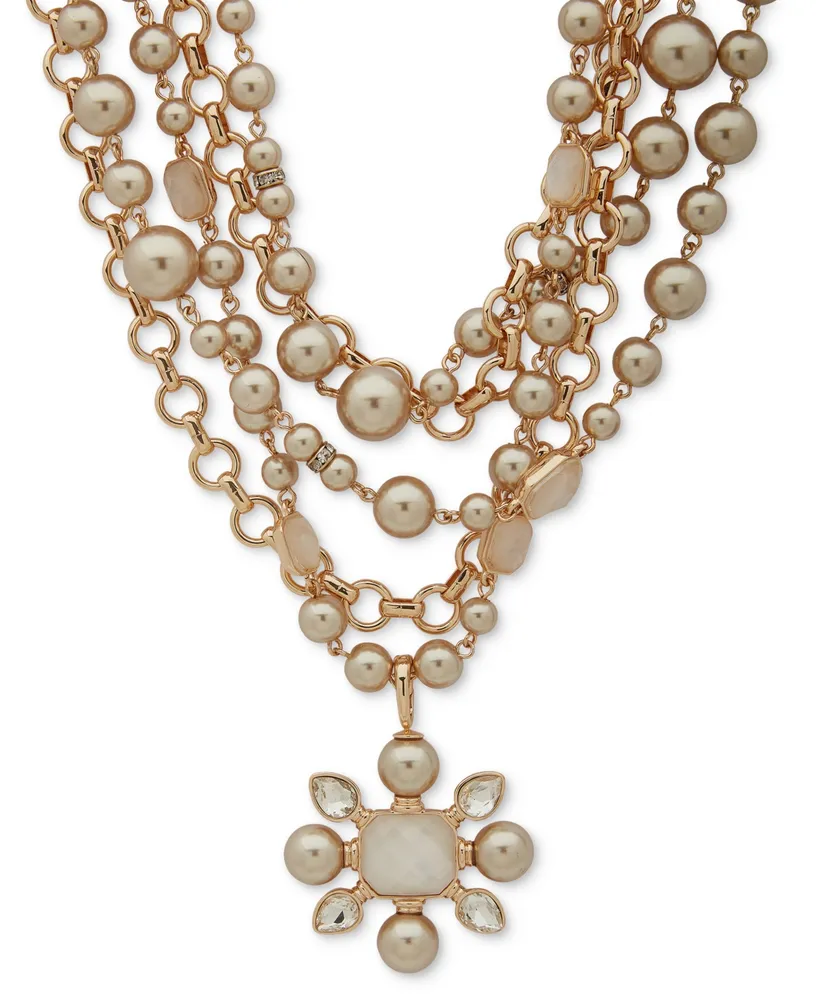Premier Designs COUNTESS 30 Strand Pearl String Gold Tone Necklace  Statement