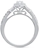 Marquise-Cut Halo Engagement Ring (3/4 ct. t.w.) in 14k White Gold