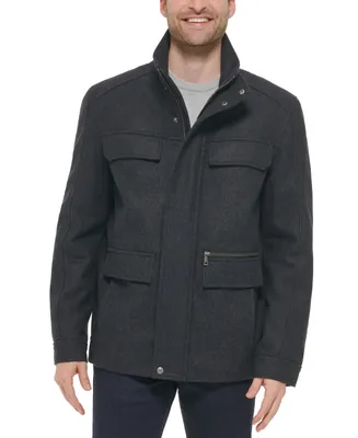 Cole Haan Men's Melton Wool Multi-Pocket Field Coat