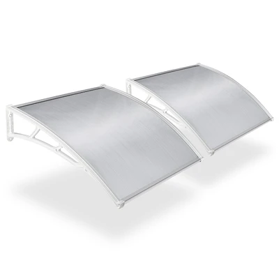 Yescom 2Pcs 40"x40" Door Window Awning Whole One-piece Polycarbonate UV30+ Patio Rain Snow Protection Transparent White