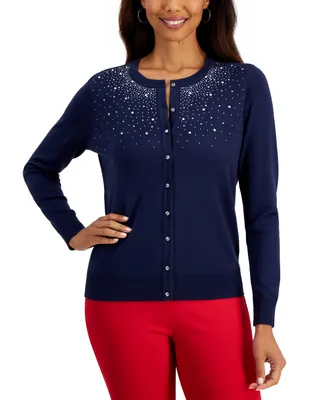 Jm Collection Petite Embellished Party Cardigan, Created for Macy's