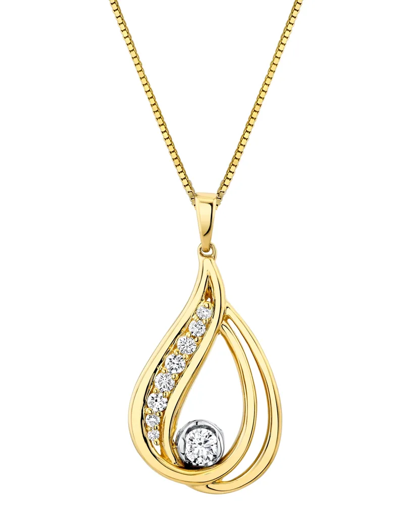 Sirena Diamond Double Loop Teardrop 18" Pendant Necklace (1/3 ct. t.w.) in 14k Two-Tone Gold - Two