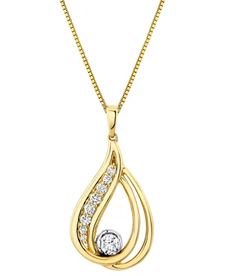 Sirena Diamond Double Loop Teardrop 18" Pendant Necklace (1/3 ct. t.w.) in 14k Two-Tone Gold