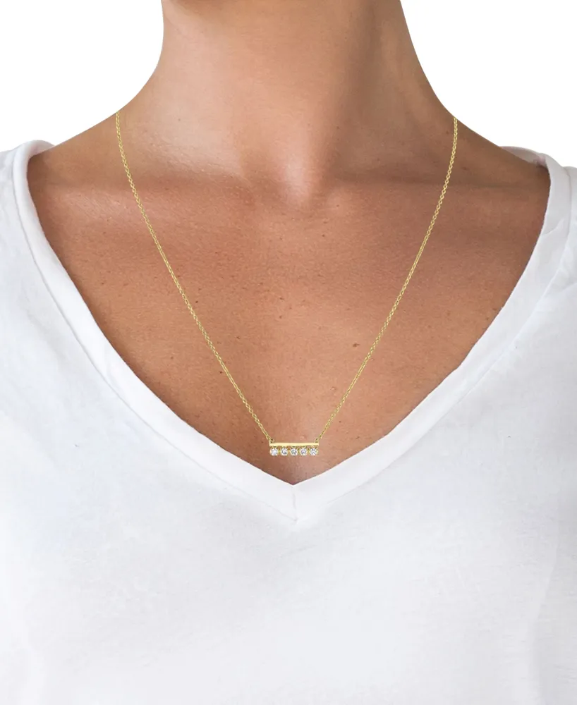 Sirena Diamond Bezel Bar 18" Pendant Necklace (1/2 ct. t.w.) in 14k Gold