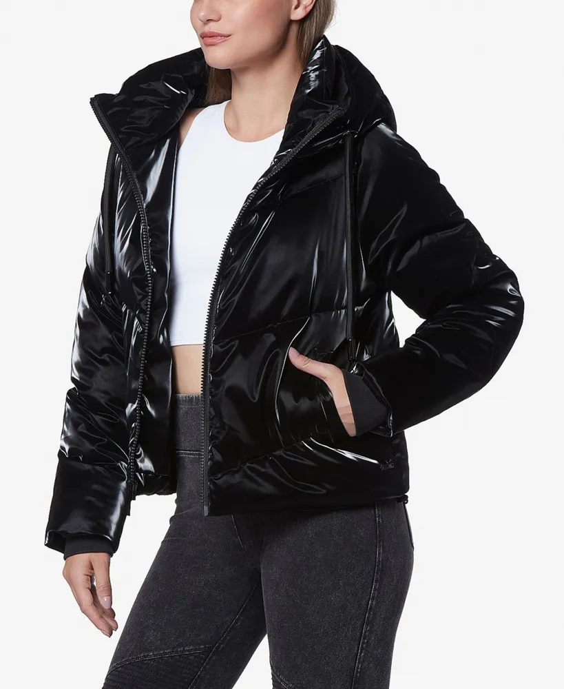 Andrew Marc Sport Women's Luxe Sheen Puffer Hooded Jacket