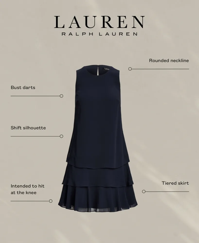 Lauren Ralph Women's Crinkle Georgette Shift Dress