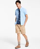 Sun Stone Mens Blake Linen Chambray Short Sleeve Button Front Shirt Cargo Shorts Floral Print T Shirt Created For Macys