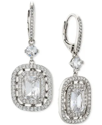 Eliot Danori Cubic Zirconia Double Halo Leverback Earrings