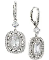 Eliot Danori Cubic Zirconia Double Halo Leverback Earrings