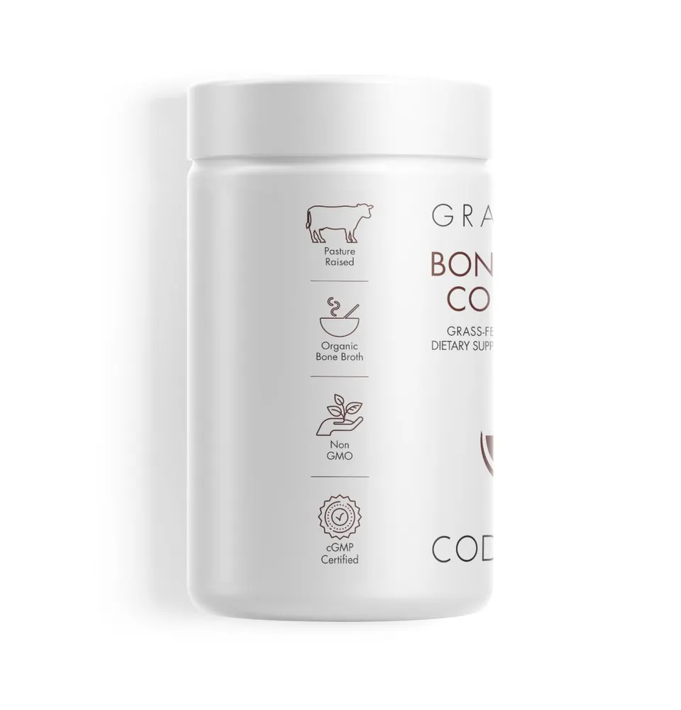 Codeage Bone Broth, Organic Bovine & Chicken Bone Broth, Grass-Fed Pasture-Raised Collagen Capsules, 180 ct