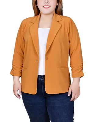 Ny Collection Plus 3/4 Sleeve Knit Ottoman Jacket