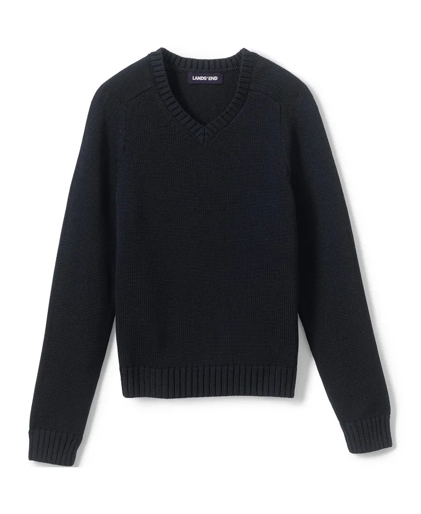 Lands' End Child School Uniform Kids Cotton Modal V-neck Sweater