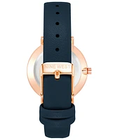 Nine West Women's Quartz Navy Faux Leather Band Watch