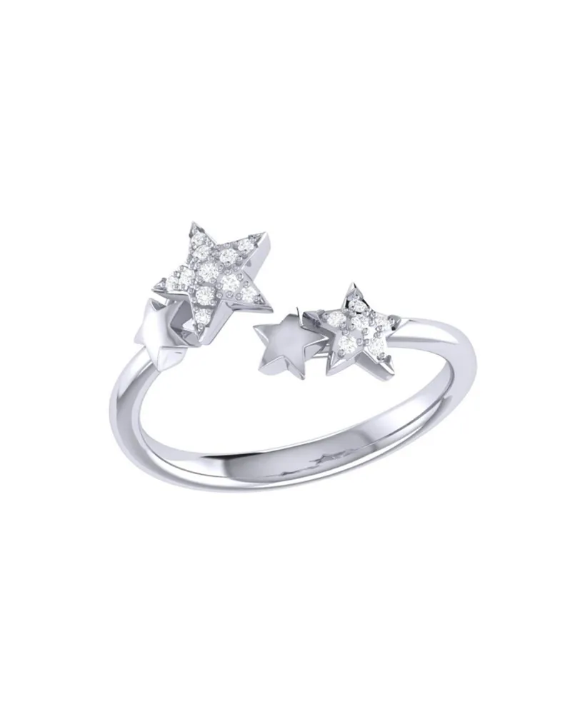 LuvMyJewelry Dazzling Star Couples Design Sterling Silver Diamond Open Women Ring
