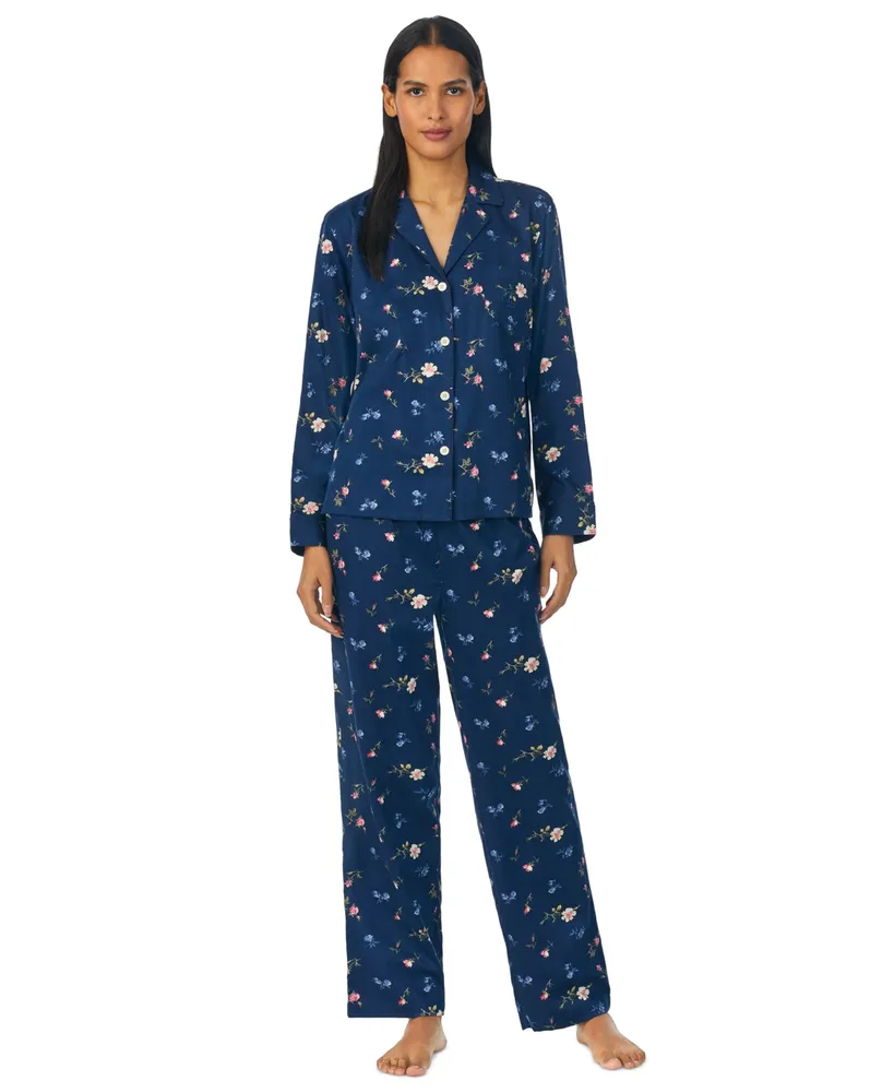 Lauren Ralph Women's Floral-Print Long-Sleeve Top and Pajama Pants