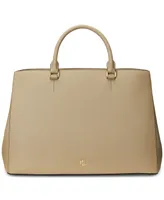 Lauren Ralph Crosshatch Leather Large Hanna Satchel