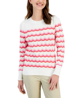 Tommy Hilfiger Women's Cotton Wavy-Striped Sweater