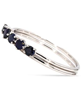 Sapphire Five Stone Split Shank Band (7/8 ct. t.w.) in Sterling Silver