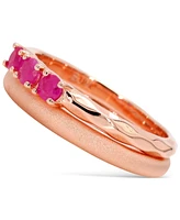 2-Pc. Set Ruby Trio Stack Rings (5/8 ct. t.w.) in 14k Rose Gold-Plated Sterling Silver