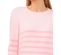 CeCe Women's Striped Crewneck Sweater