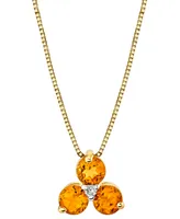 Citrine (7/8 ct. t.w.) & Diamond Accent Trio Cluster 18" Pendant Necklace in 14k Gold