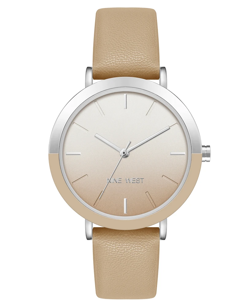 Nine West Women's Quartz Tan Faux Leather Band Watch, 36mm