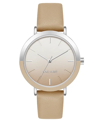 Nine West Women's Quartz Tan Faux Leather Band Watch, 36mm