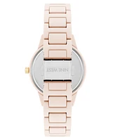 Nine West Women's Quartz Light Pink Alloy Link Bracelet with Gold-Tone Alloy Watch, 35mm - Light Pink, Gold