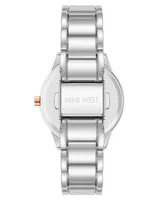 Nine West Women's Quartz Silver-Tone Alloy with Flower Watch, 34mm - Silver-Tone, Rose Gold