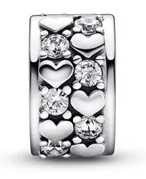 Pandora Cubic Zirconia Infinite Hearts Sparkling Clip Charm