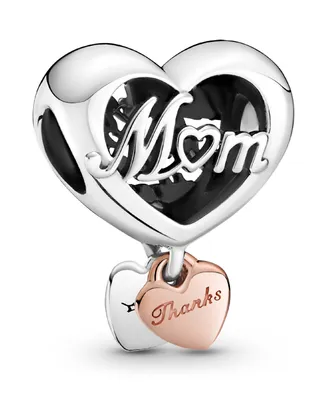 Pandora Sterling Silver Love You Heart Charm - Silver, Rose-Gold