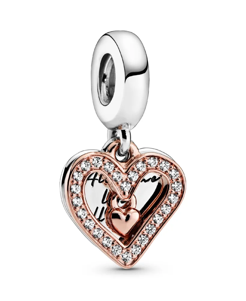 Pandora Cubic Zirconia Sparkling Freehand Heart Dangle Charm