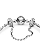 Pandora Sterling Silver Sparkling Pave Safety Chain Charm