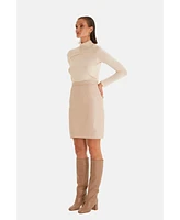 Women's Leather Skirts, Beige